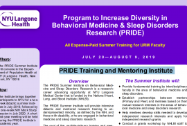 NYU: Program to Increase Diversity in Behavioral Medicine & Sleep Disorders Research (PRIDE)